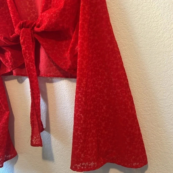 Red Bell sleeve tie crop top XXL Wild Fable - Picture 5 of 7
